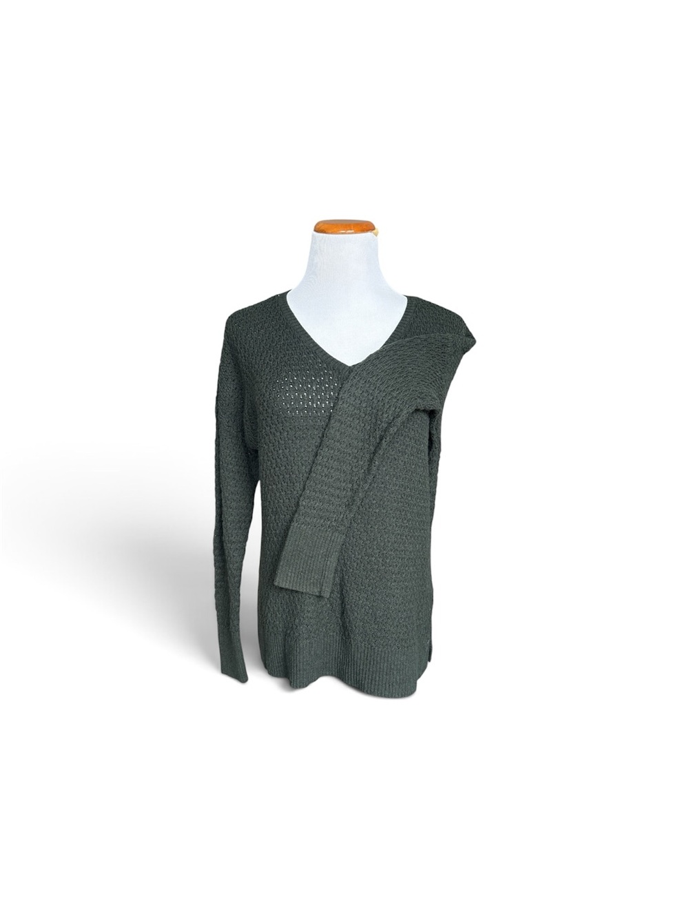 American Eagle Outfitters Olive Green V-Neck Knit Sweater